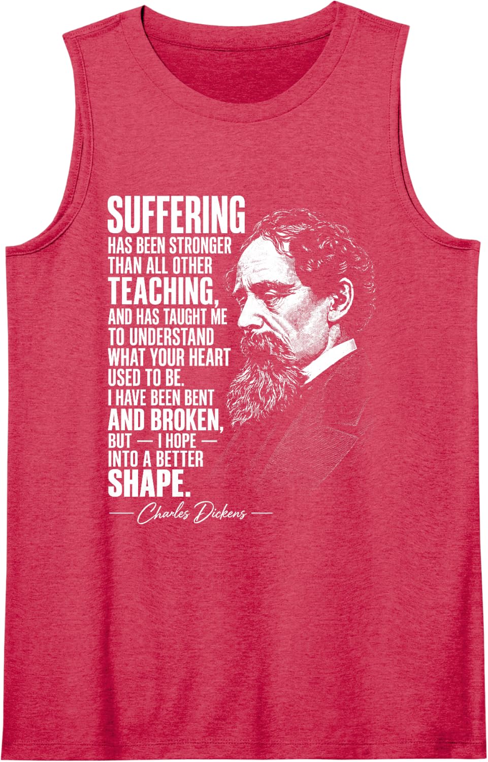 Dickens Minimalist Portrait Quote Charles Dickens Sleeveless Tank Top - Red