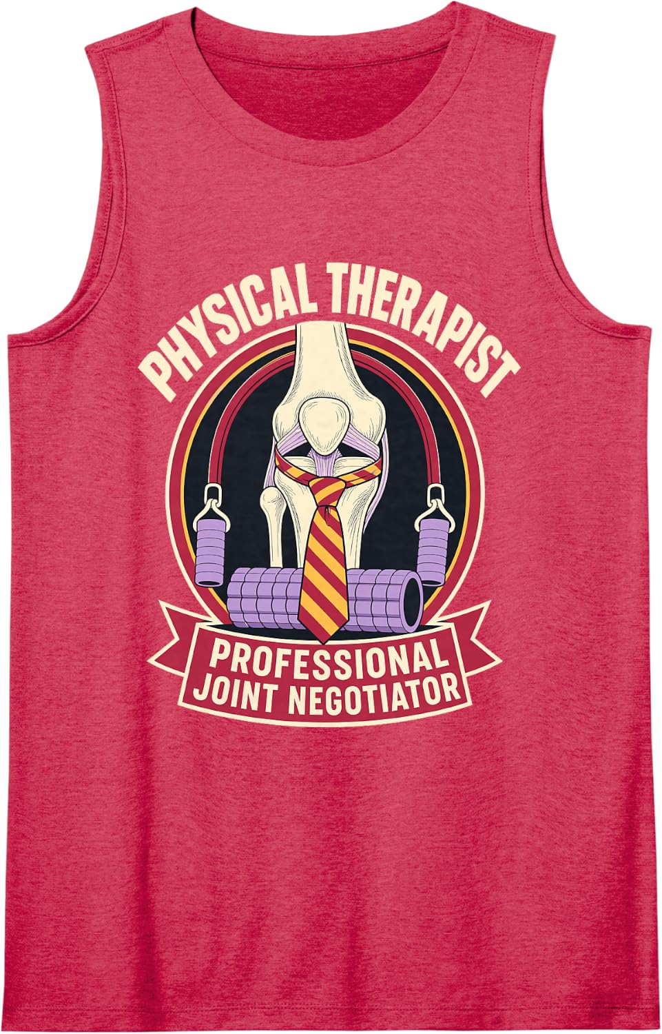 Physical Therapist Joint Negotiator Badge Sleeveless Tank Top - Red