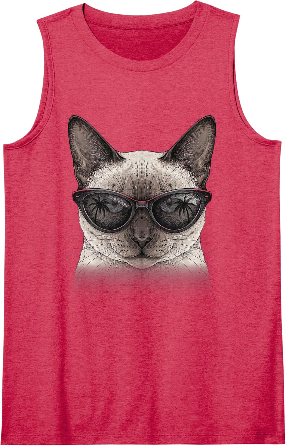 Siamese Cat with Sunglasses Funny Cat Mom Sleeveless Tank Top - Red