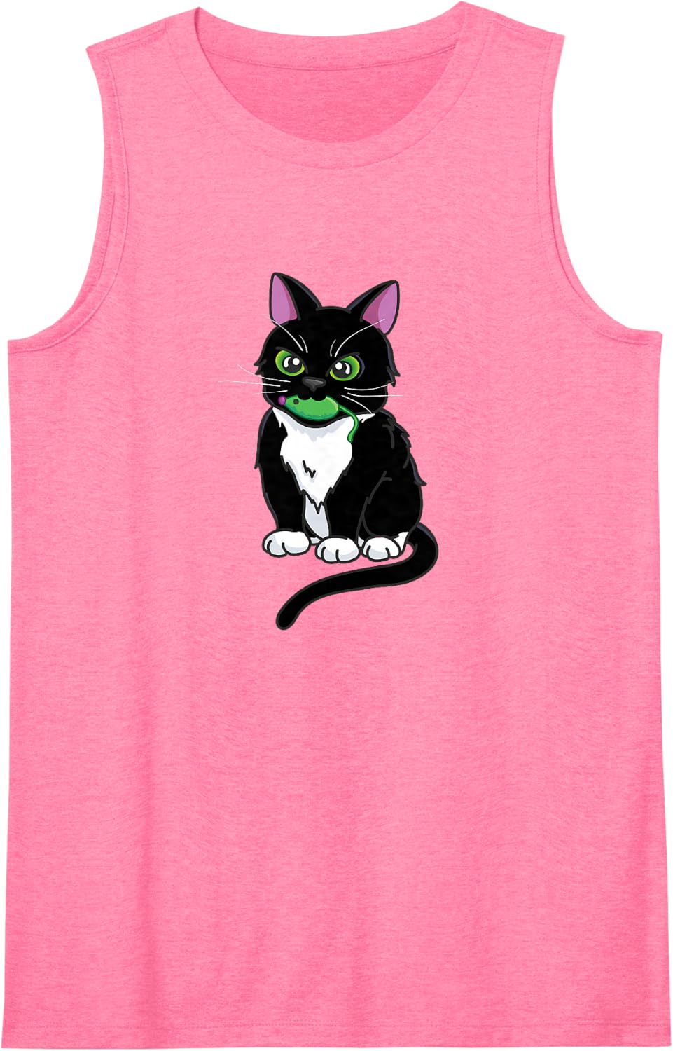 Tuxedo Cat Sleeveless Tank Top - Pink
