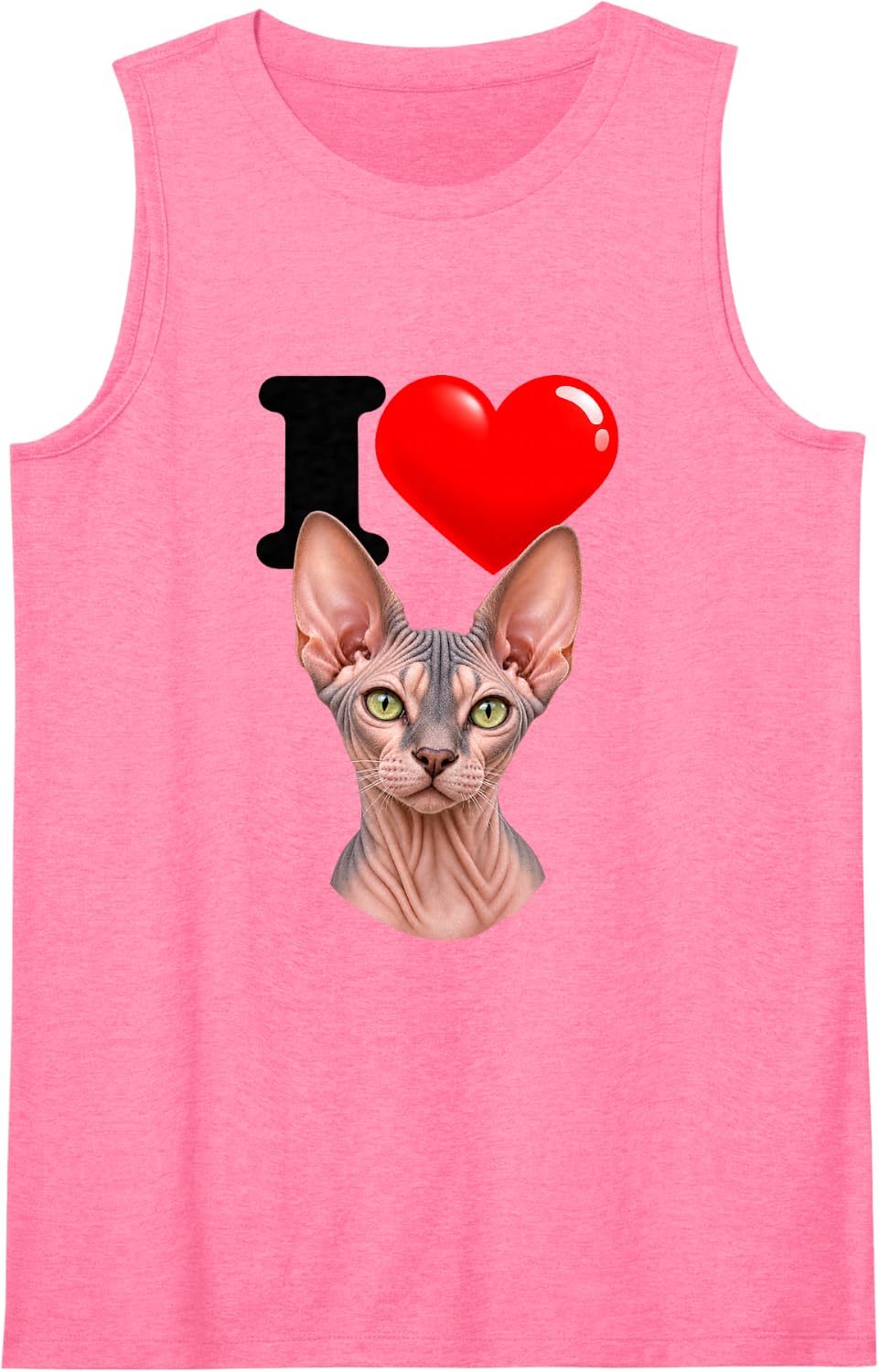 I Love Sphynx Cute Cat Mom Dad Sleeveless Tank Top - Pink
