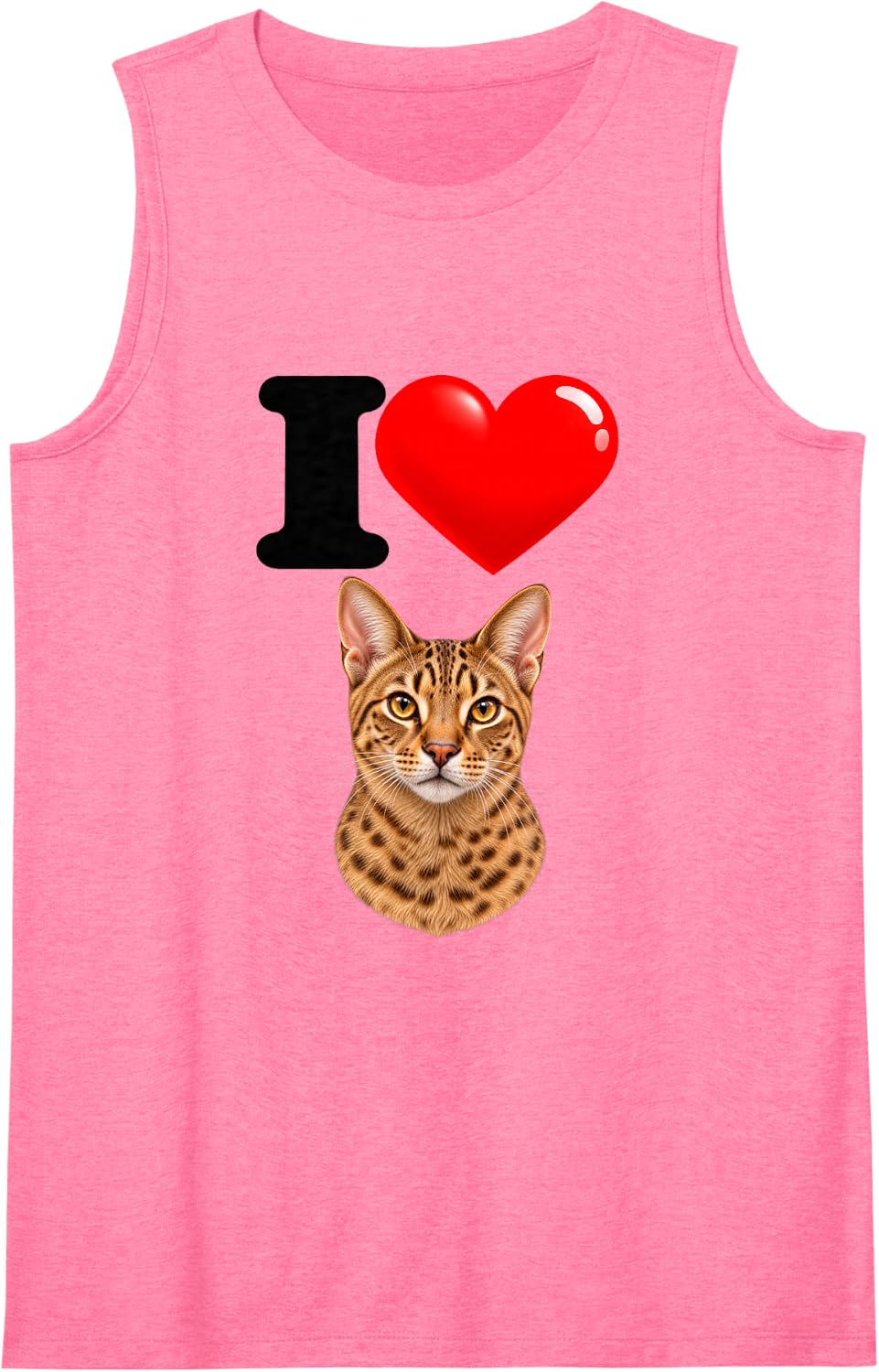 I Love Ocicat Cute Cat Mom Dad Sleeveless Tank Top - Pink