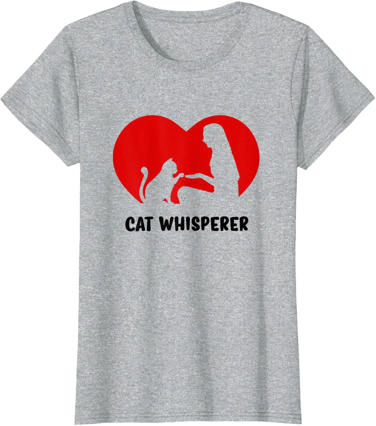 Heart Women Cat Whisperer T-Shirt - Heather Grey