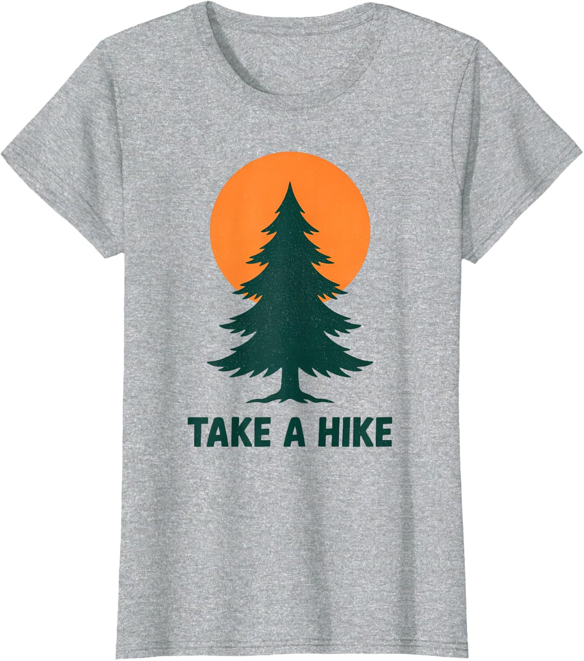Take a Hike Retro Pine Tree Sunset Hiking T-Shirt - Heather Grey