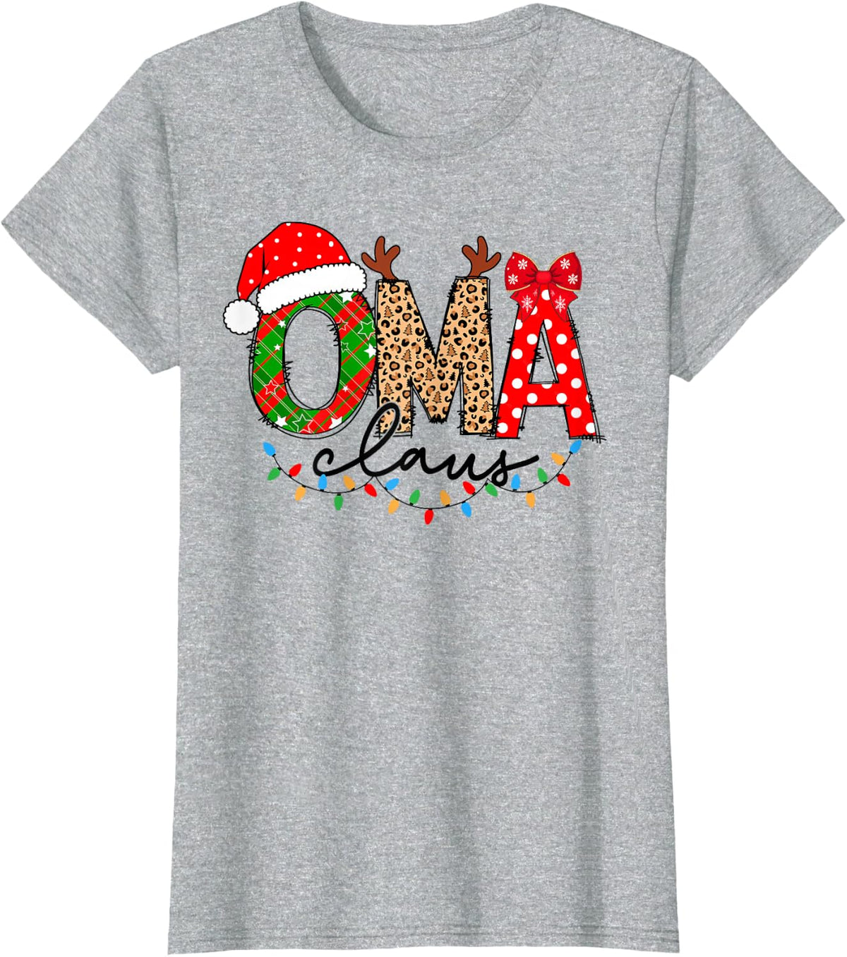 Oma Claus Merry Christmas For Oma Xmas Vibes Costume T-Shirt - Heather Grey