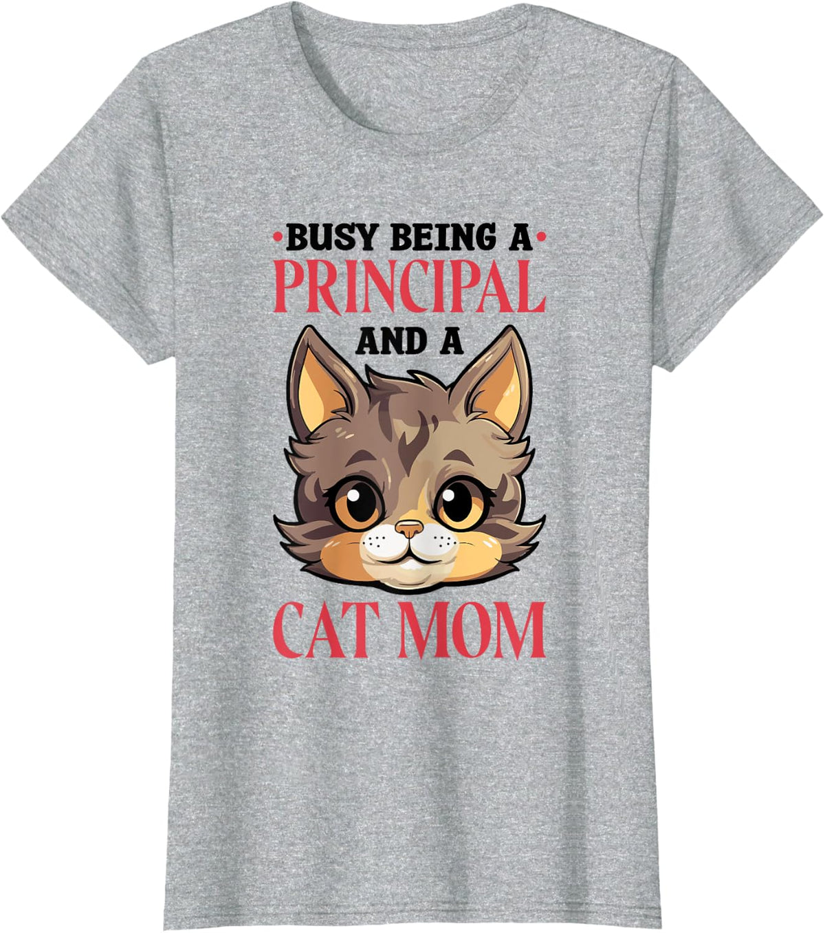 Cat Lover Principal for School Principal Teacher T-Shirt - Heather Grey
