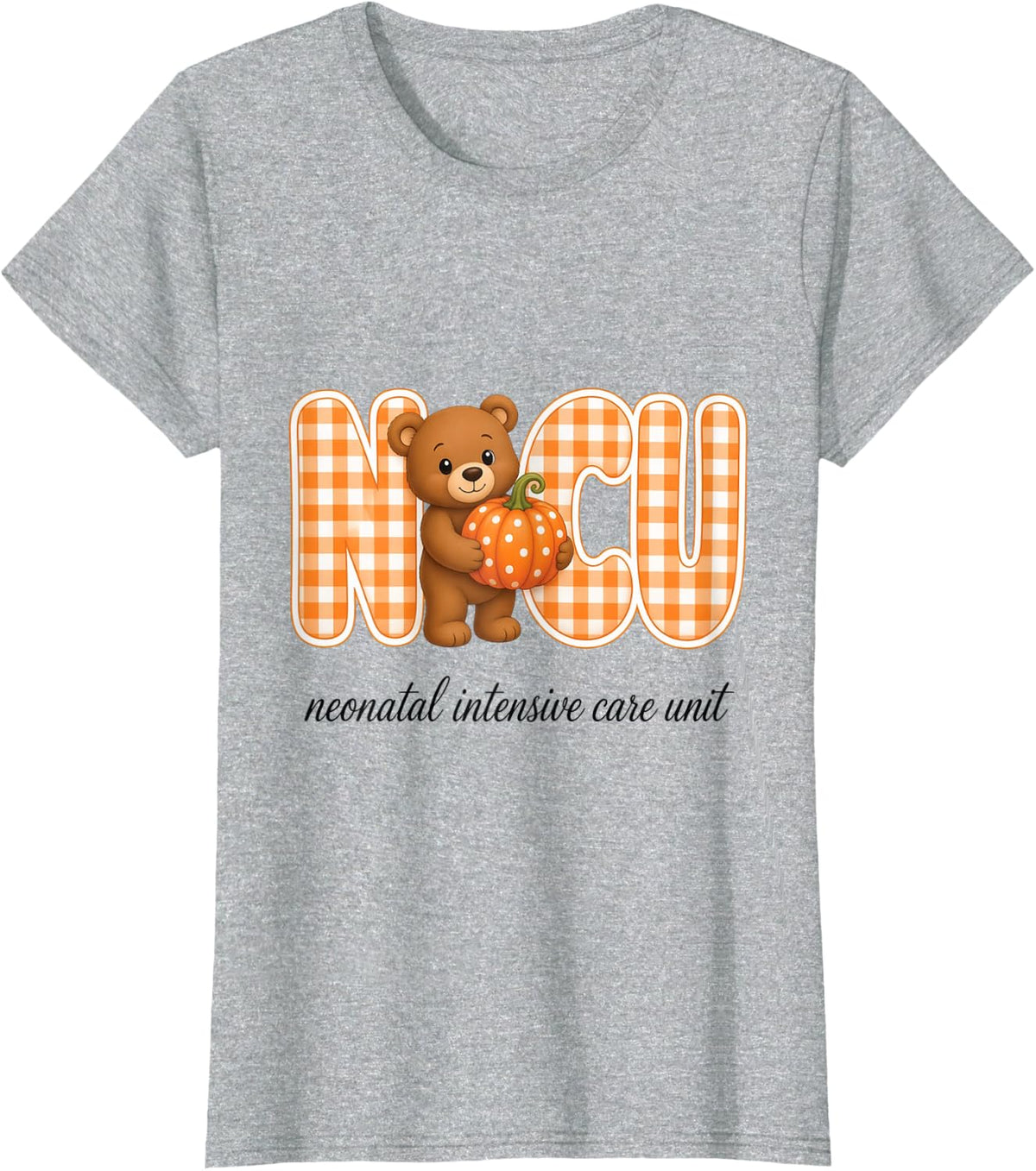 Cute Halloween NICU Nurse Ghosts Pumpkins Neonatal Fall T-Shirt - Heather Grey