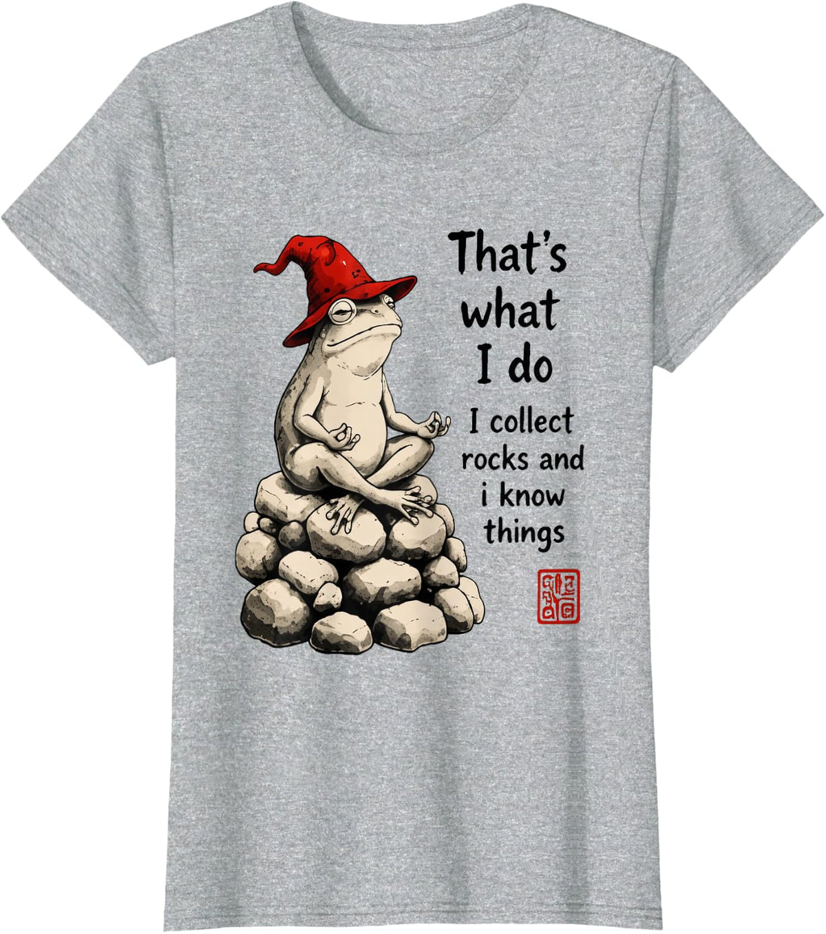 Funny Frog Rockhound Collector Sarcastic Art T-Shirt - Heather Grey