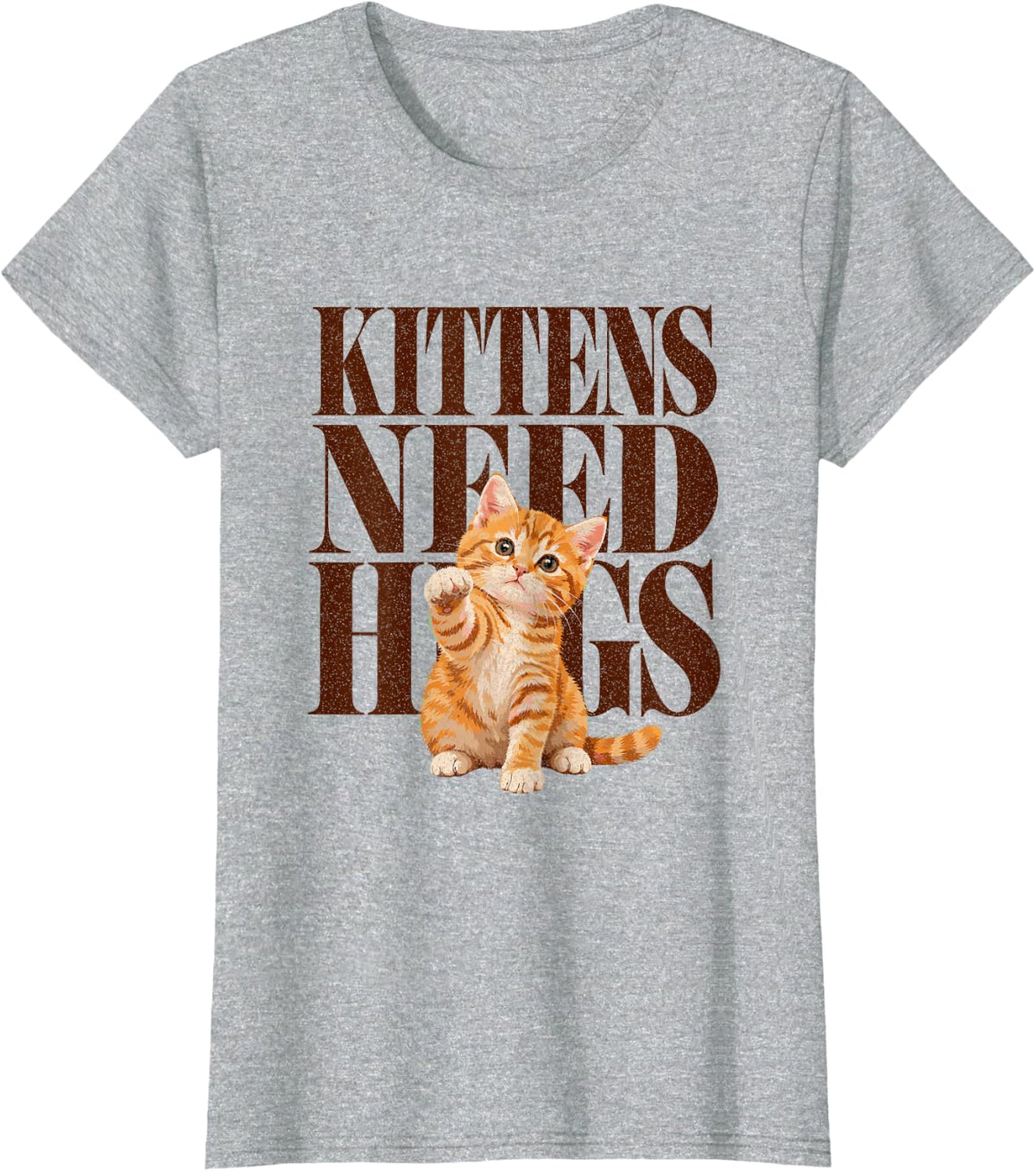 Kittens Need Hugs Orange Tabby Kitten Cat Lover Cute T-Shirt - Heather Grey
