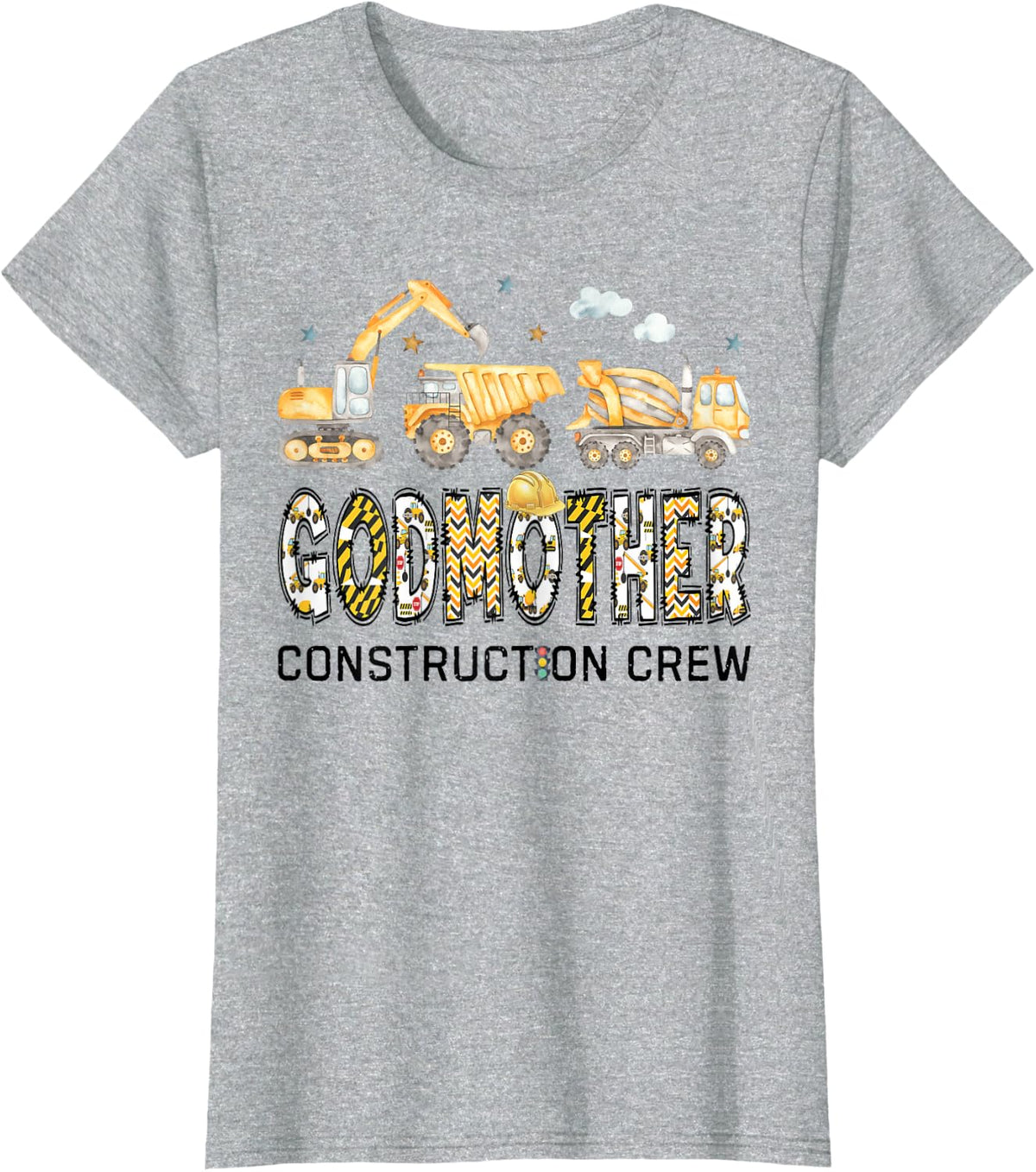 Godmother Construction Crew Excavator Birthday Boy Party T-Shirt - Heather Grey
