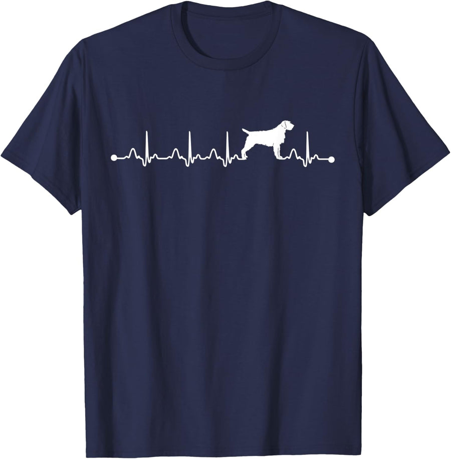 Heartbeat EKG Pulse Wirehaired Pointing Griffon Mom T-Shirt - Navy Blue