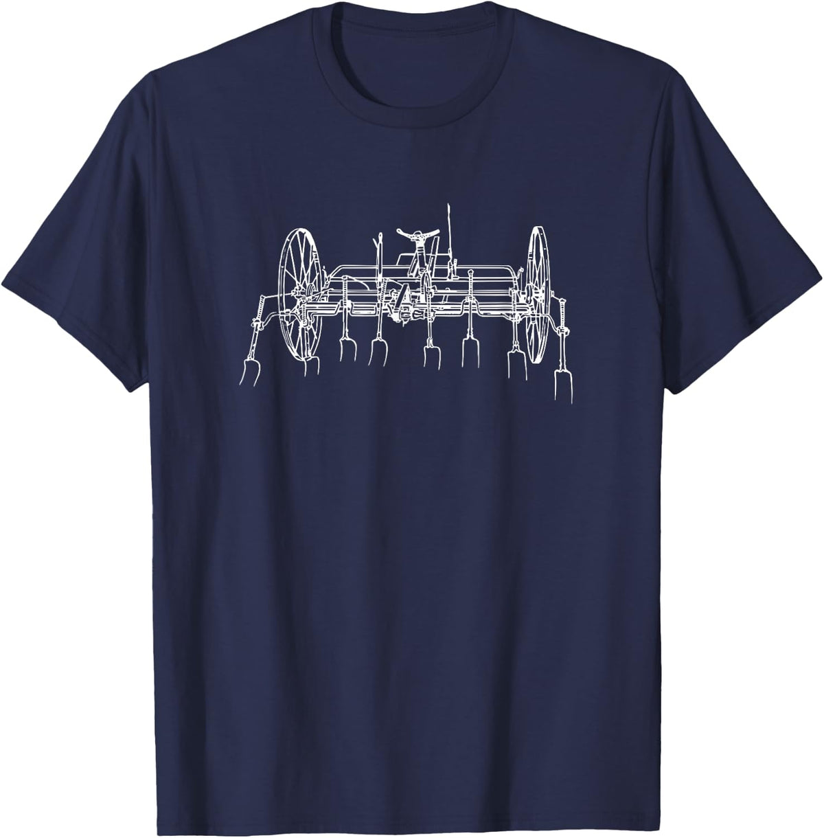 Antique Farm Equipment Hay Tedder Farming T-Shirt - Navy Blue