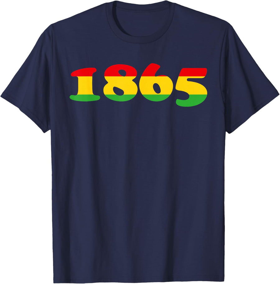 1865 Juneteenth T Shirts Black History Month Freedom Tees Men Women - Navy Blue