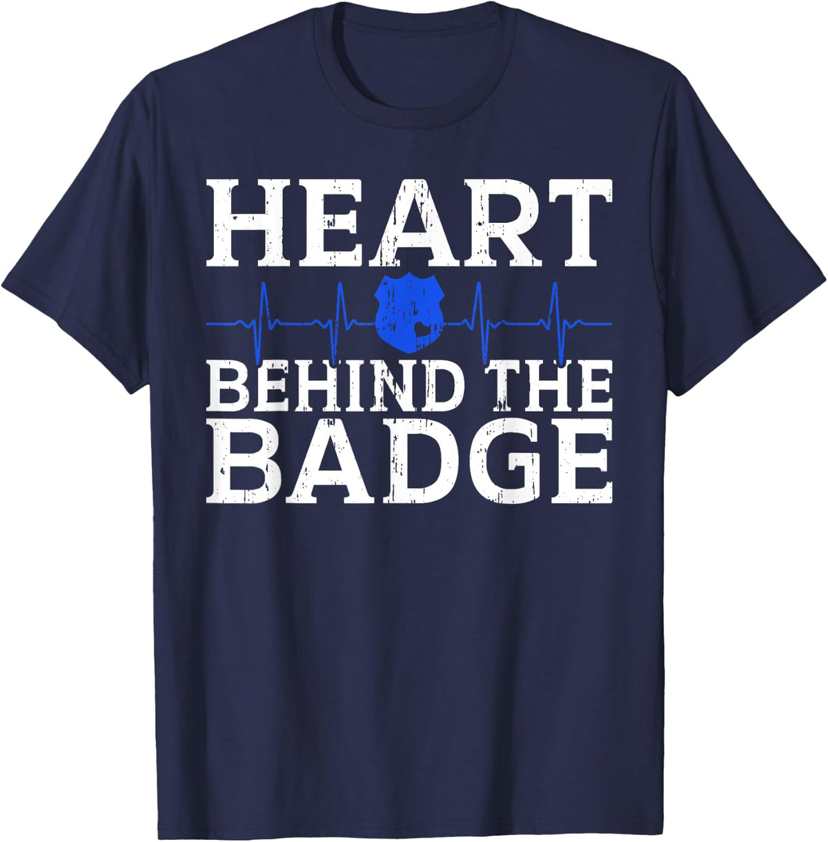 Heart Behind the Badge Police T-Shirt - Navy Blue