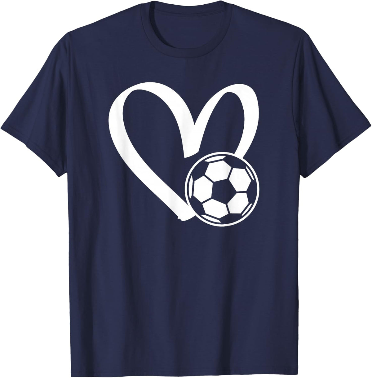 Soccer Ball Heart T-Shirt - Navy Blue
