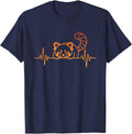 Red Panda Heartbeat Animal Silhouette Cute Red Panda T-Shirt - Navy Blue
