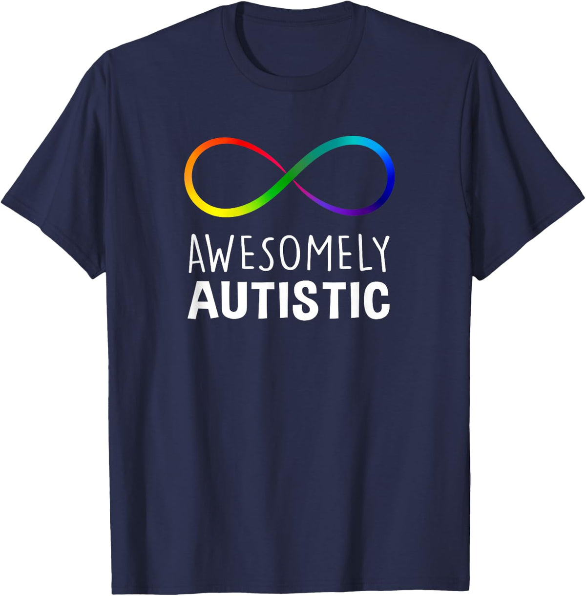 Red Instead Autism Awesomely Autistic Infinity T-Shirt Small - Navy Blue