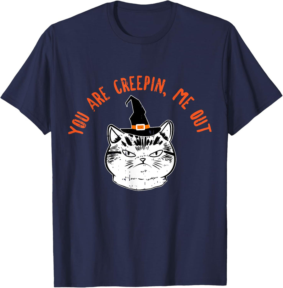 Witch Cat Funny Saying Costume Easy Animal Halloween Gifts Men Women T-Shirt - Navy Blue