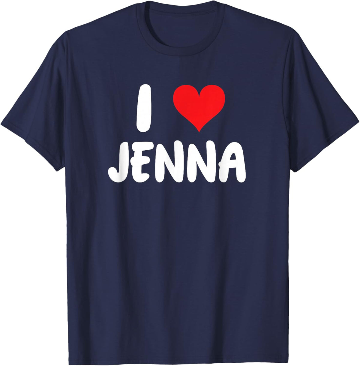I Love Jenna - Heart - Name T-Shirt - Navy Blue