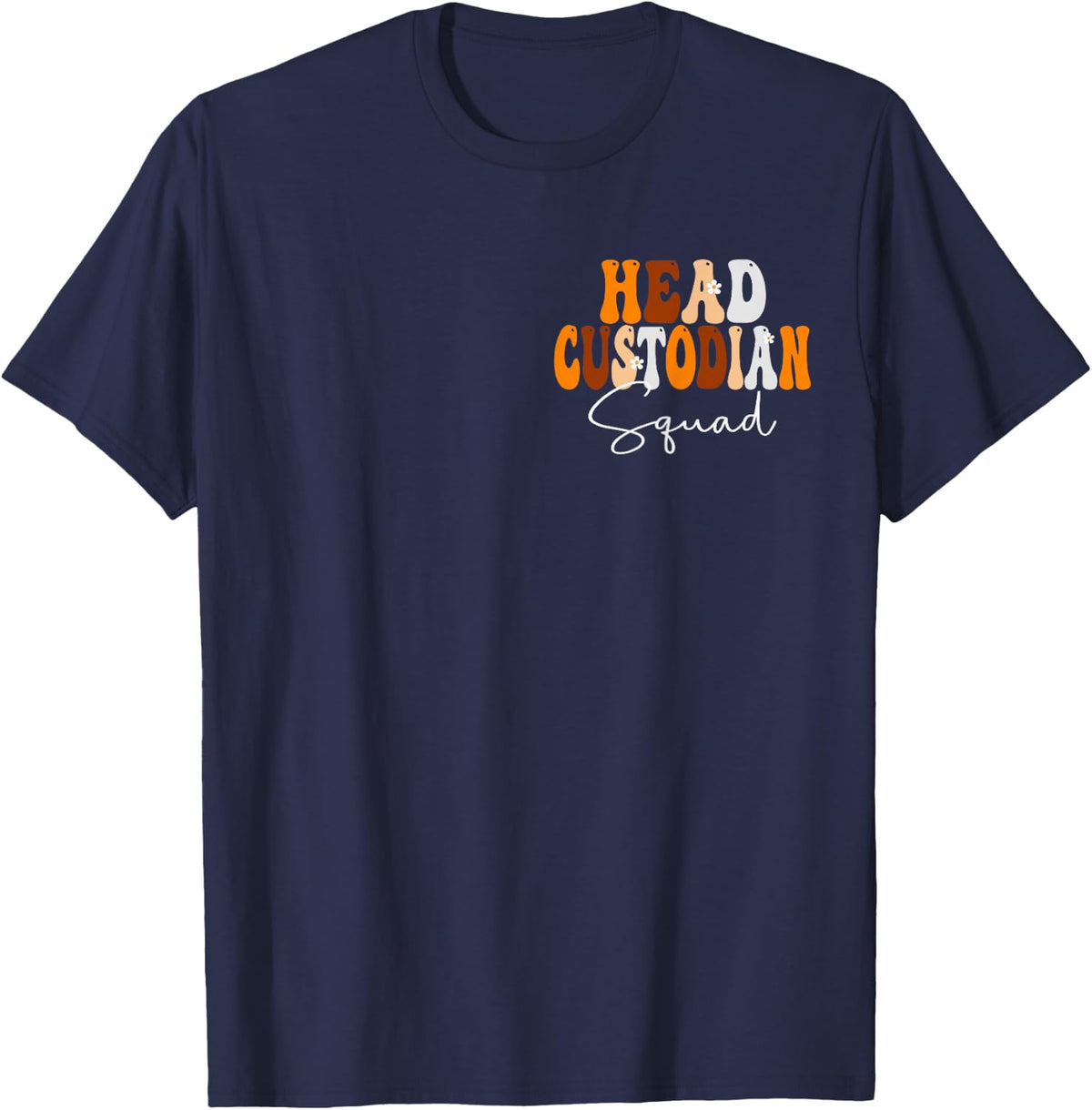 Head Custodian Squad Cute Women Groovy Fall Autumn Lovers T-Shirt - Navy Blue