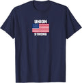 Union Strong American Flag Labor Day Worker T-Shirt - Navy Blue