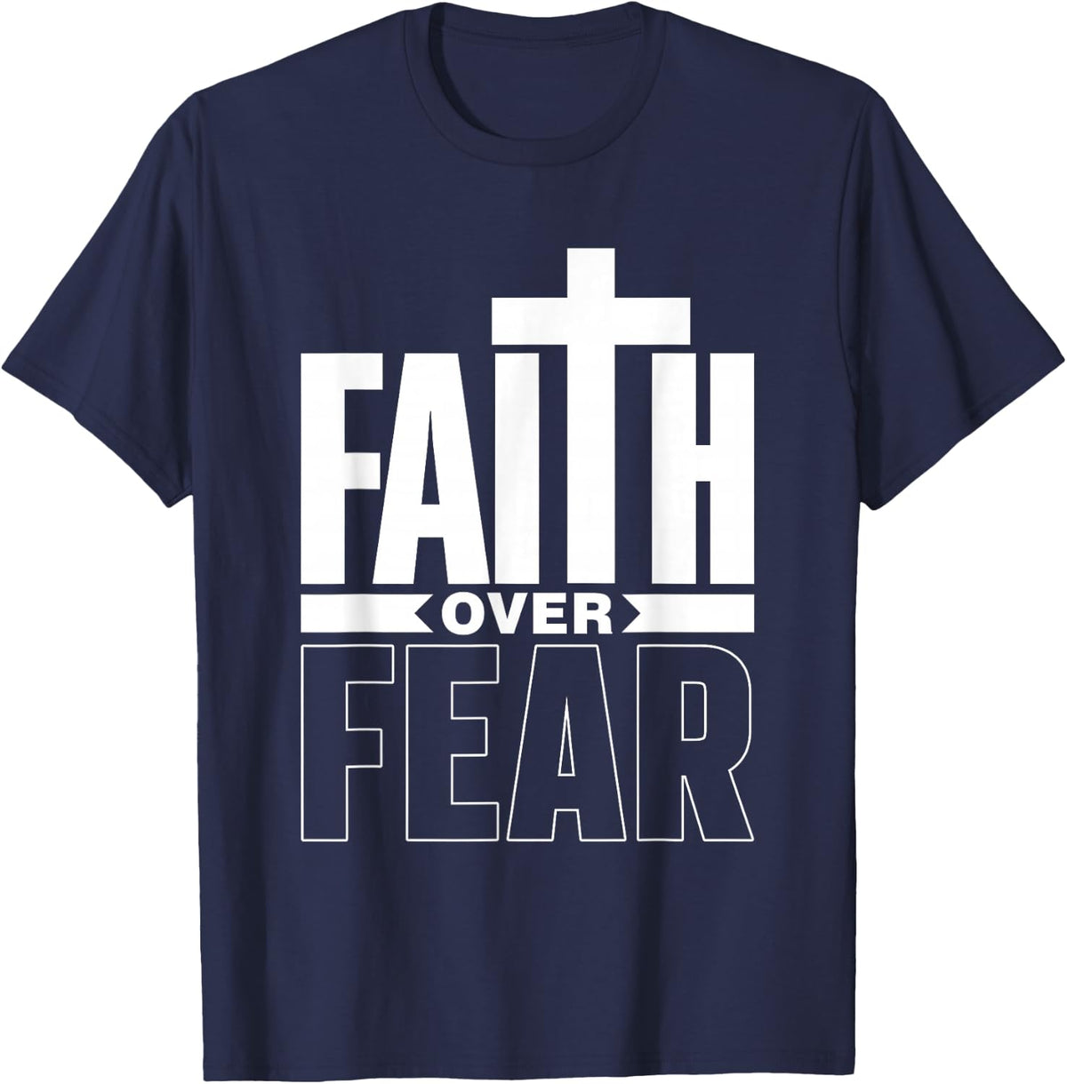 Faith About Fear Christian Christian Religious Christianity T-Shirt - Navy Blue