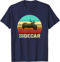 Vintage Retro Style Sunset Sidecar Motorcycle T-Shirt - Navy Blue