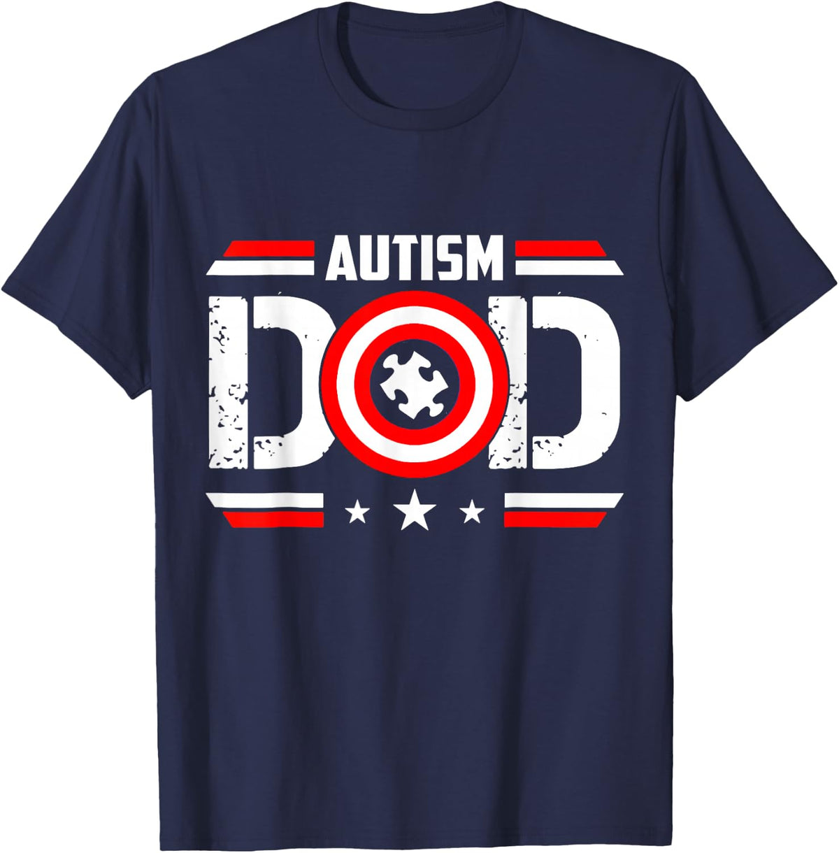 Captain Autism Dad Superhero Autistic Father's Day T-Shirt Tee for Men - Navy Blue