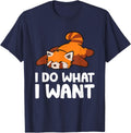 Red Panda Sleeping Tired I Do What I Want Lazy Red Panda T-Shirt - Navy Blue