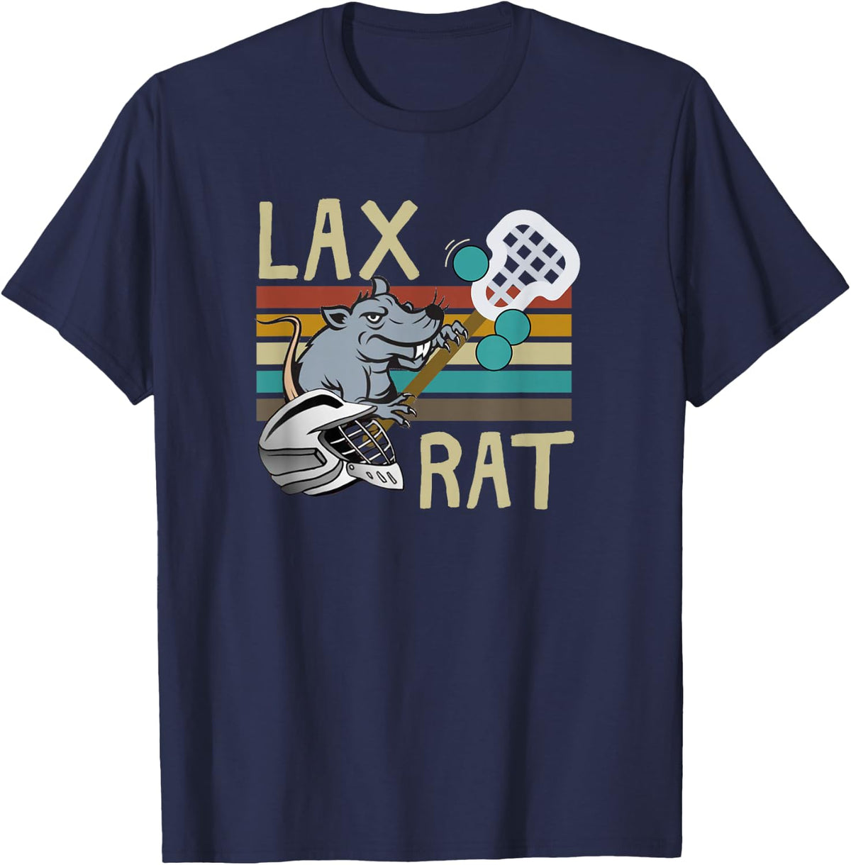 LAX Rat Lacrosse Retro Vintage T-Shirt - Navy Blue