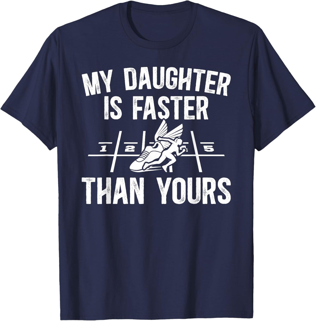 Proud Track Dad of A Track and Field Athlete Dad T-Shirt - Navy Blue