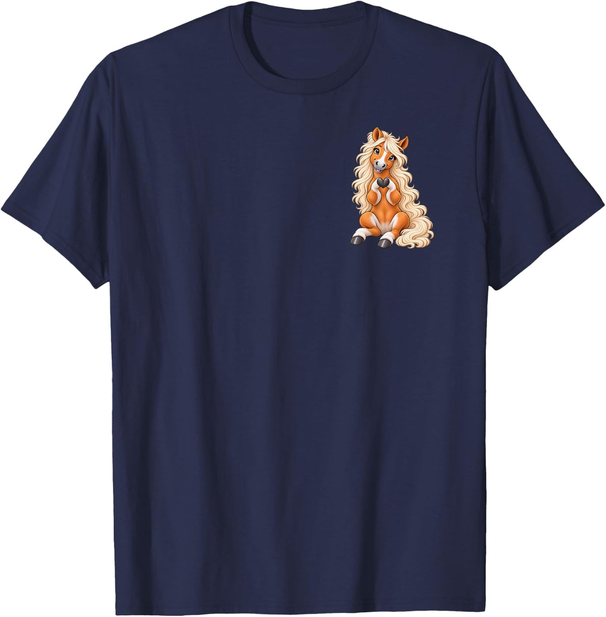 Haflinger with Heart (Pocket Edition) | Haffie Heart Symbol T-Shirt - Navy Blue
