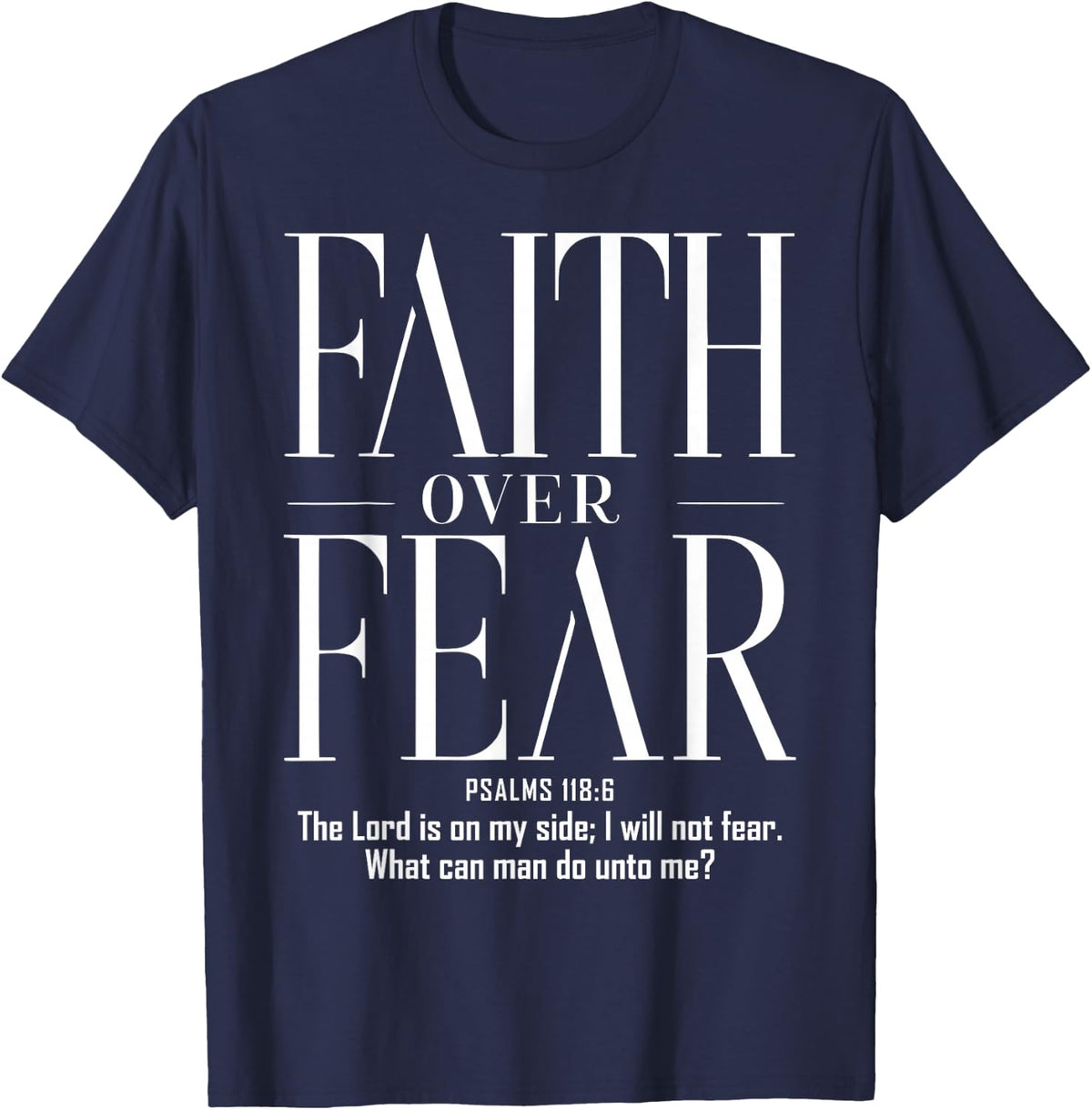 Christian shirts for men Christianity Shirts Faith Over Fear T-Shirt - Navy Blue