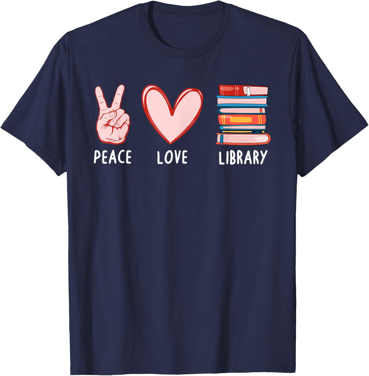 Cool Library For Men Women Reading Teacher Librarian Books T-Shirt - Navy Blue