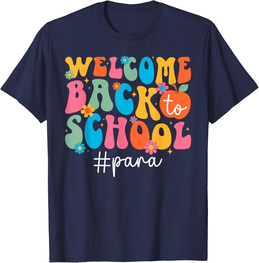 Back to School para First Day of School Paraprofessional T-Shirt - Navy Blue