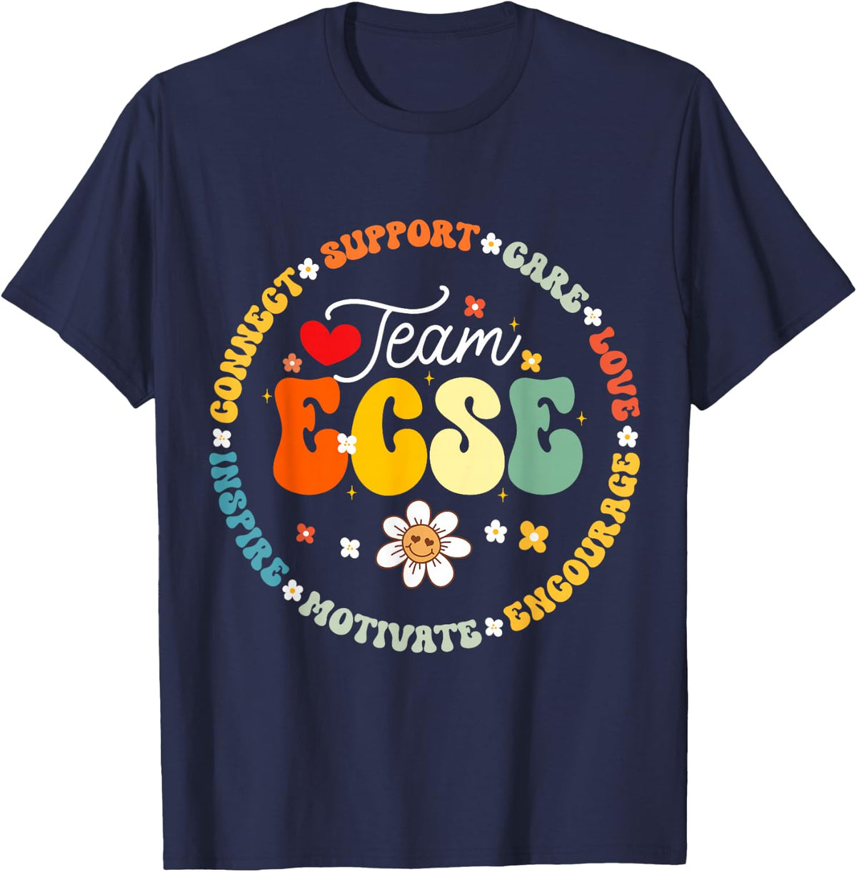 Groovy Early Childhood Special Education SPED Team ECSE T-Shirt - Navy Blue