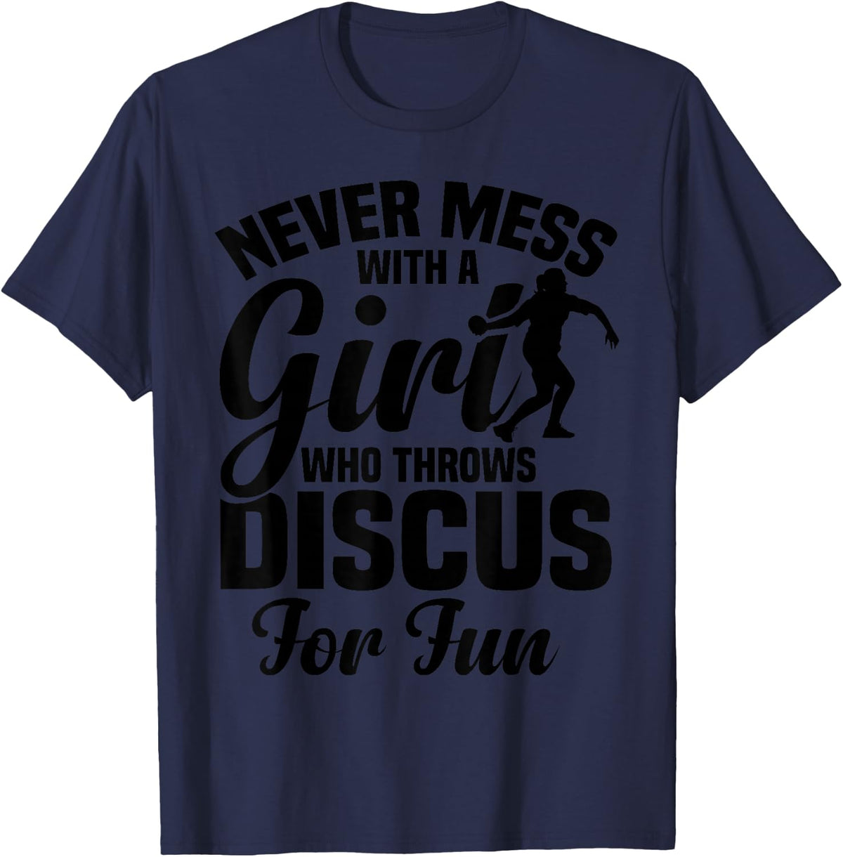 Track & Field Throwing Shoes Discus Athlete Discus Throw T-Shirt - Navy Blue
