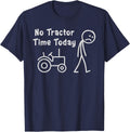 No Tractor Time Today Funny Farmer Stickman Minimalist Art T-Shirt - Navy Blue