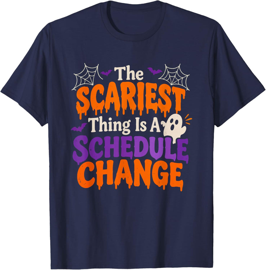Special Education Teacher Halloween Scariest Schedule Change T-Shirt - Navy Blue