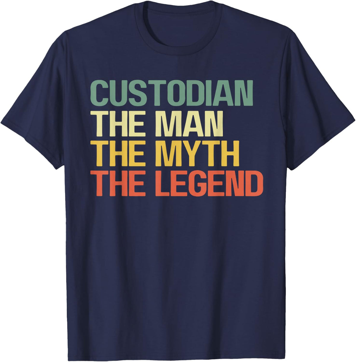 Custodian Art For Men Janitor School Custodian Appreciation T-Shirt - Navy Blue