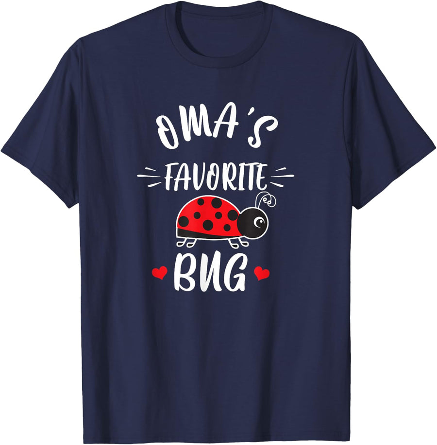 Oma's Favorite Bug For Kids From Oma Grandma Ladybug T-Shirt - Navy Blue