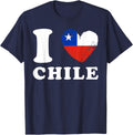 I Love Chile - Heart Flag Chile T-Shirt - Navy Blue