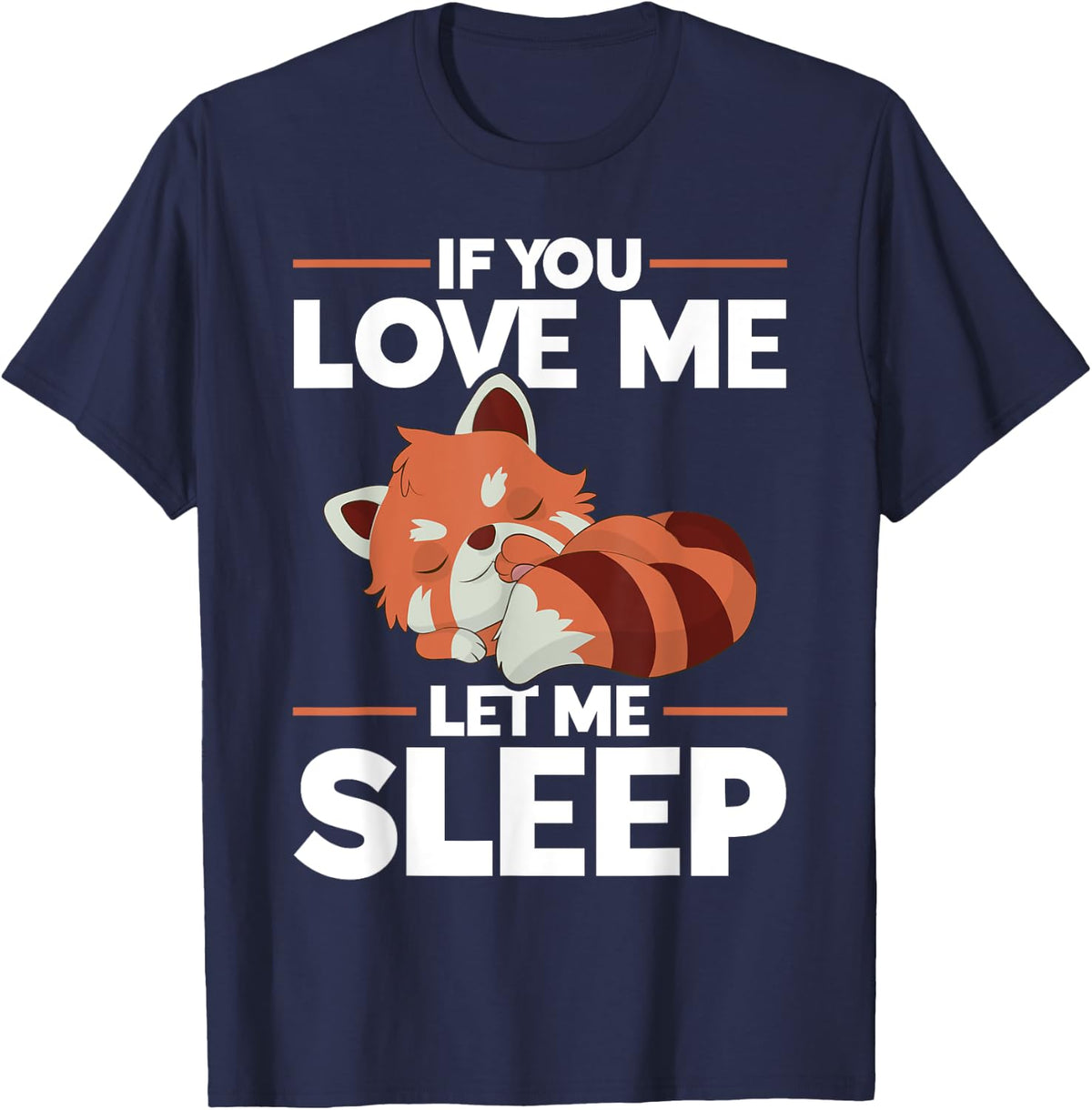 Cute Animal Pajama Napping PJ Funny Sleeping Red Panda T-Shirt - Navy Blue