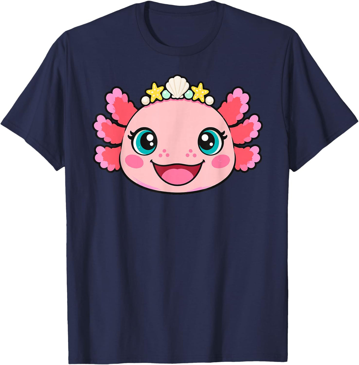 Axolotl Ocean Cute Kawaii Lover Funny Sea Animal Lunch T-Shirt - Navy Blue