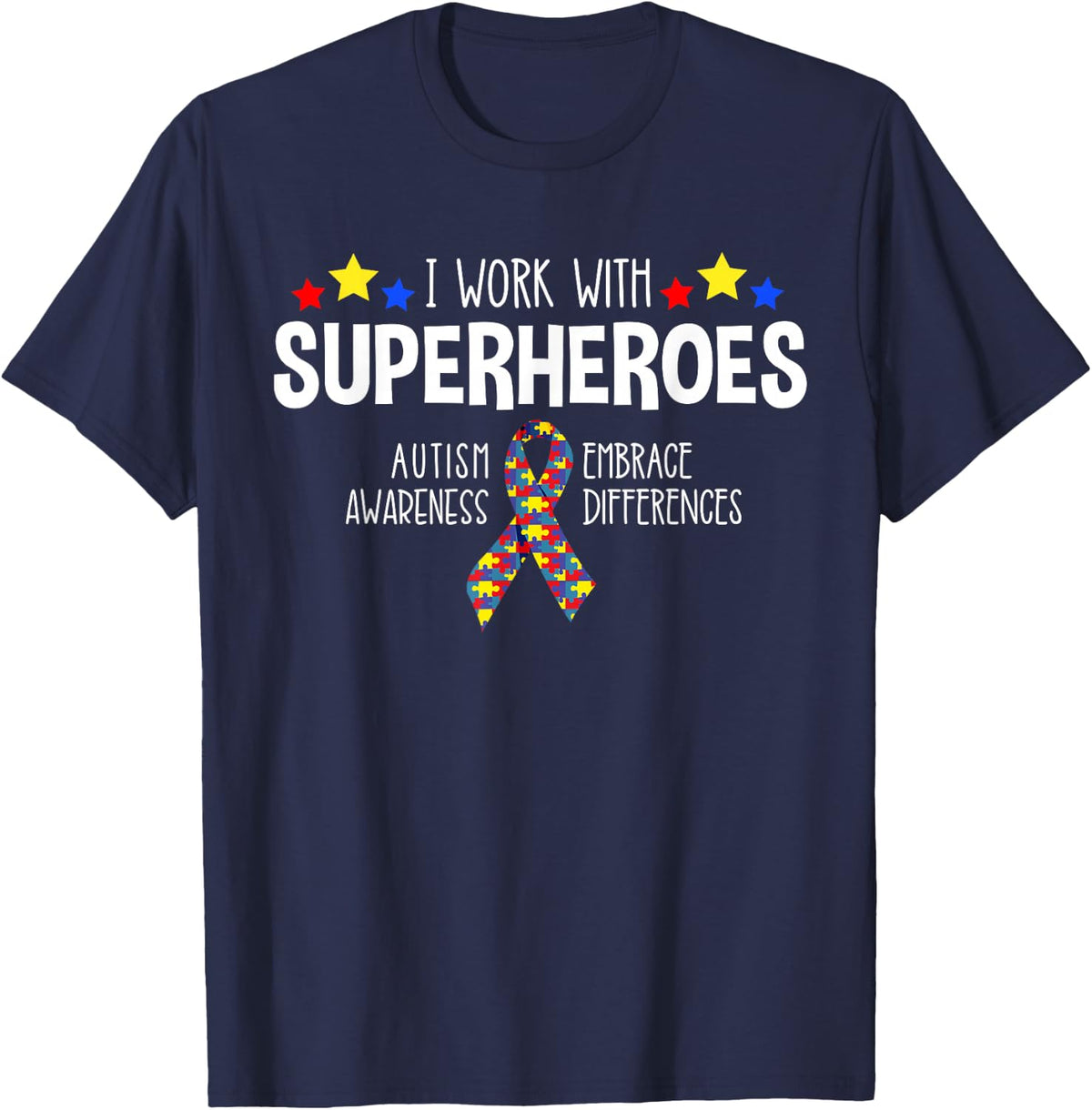 I Work With Superheroes Special Education Teacher T Shirt T-Shirt - Navy Blue