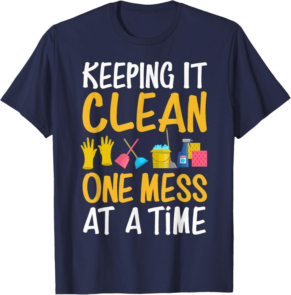 Custodian School Custodian Janitorial Funny Housekeeping T-Shirt - Navy Blue