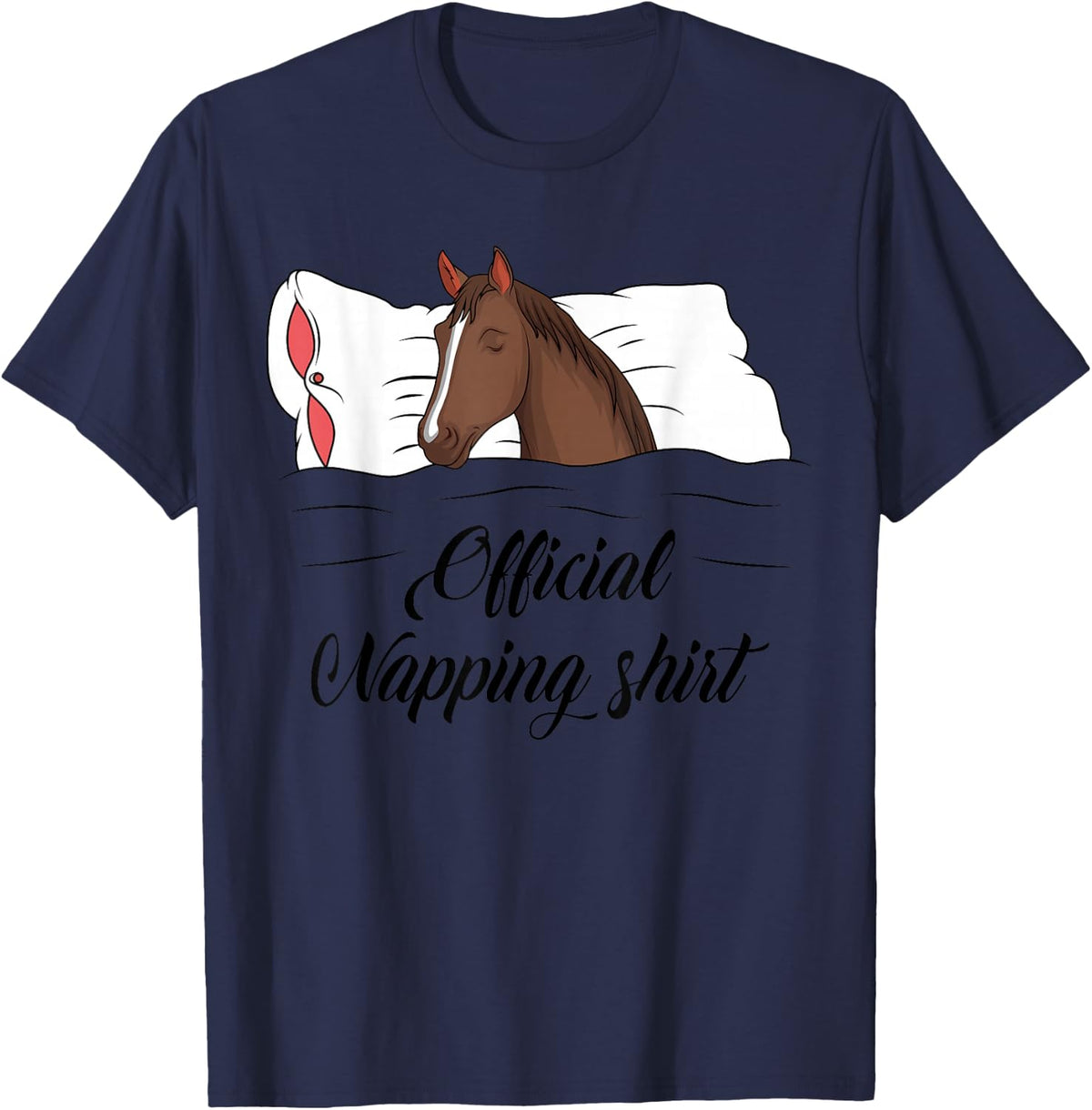 Sleeping Horse Lover Pyjamas Official Napping T-Shirt - Navy Blue