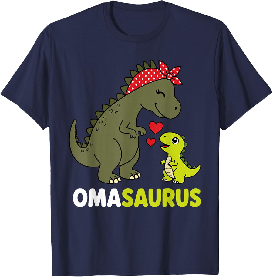 Oma Saurus Design for Grandma Nana Women Dinosaur Oma Saurus T-Shirt - Navy Blue