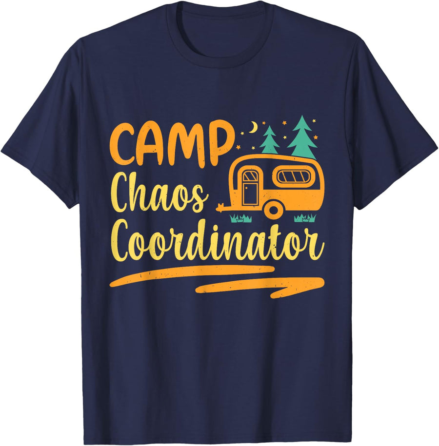 Vintage Camp Chaos Coordinator Funny Camp Counselor T-Shirt - Navy Blue
