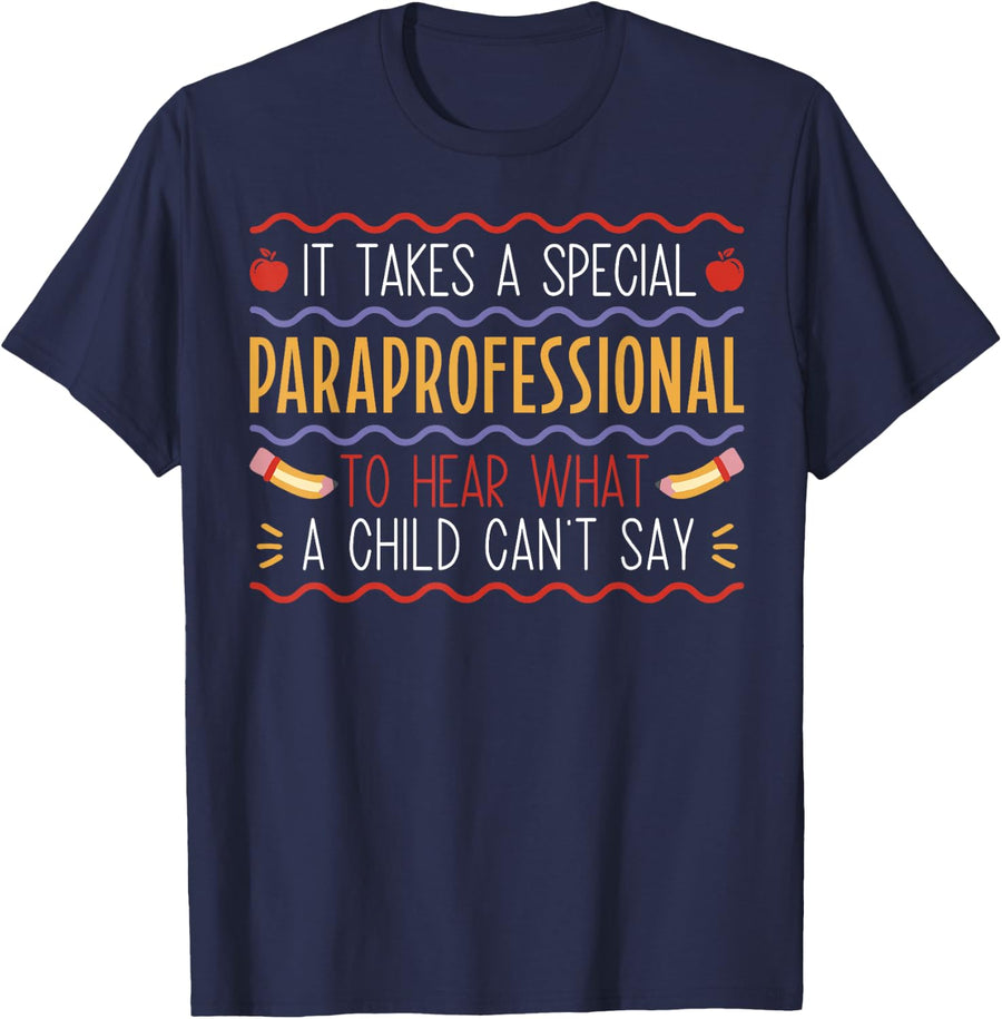 Paraprofessional Special Education Paraeducator Teacher T-Shirt - Navy Blue